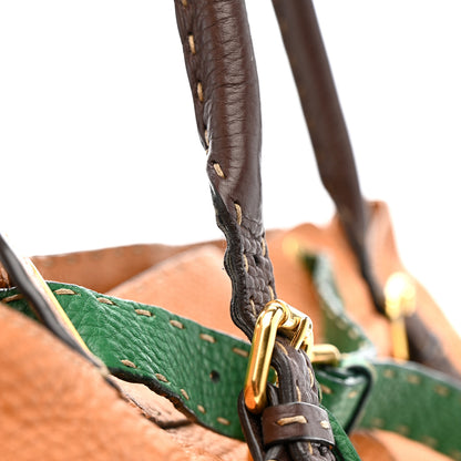 Fendi Cuoio Romano Selleria Large Villa Borghese Tote Meile Brown Green 13 of 14