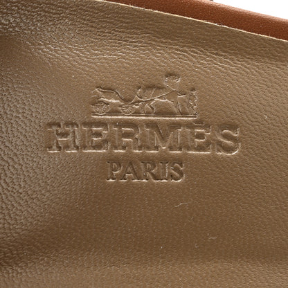 Hermes Calfskin Legend Wedge Sandals 37 Gold 7 of 13