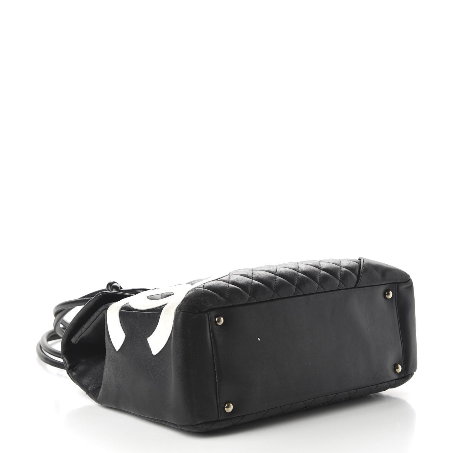 Calfskin Quilted Large Cambon Flap Black White