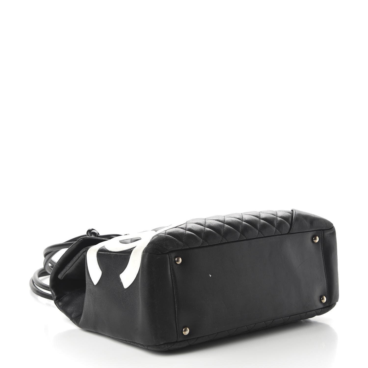 Chanel Calfskin Quilted Large Cambon Flap Black White 4 of 12