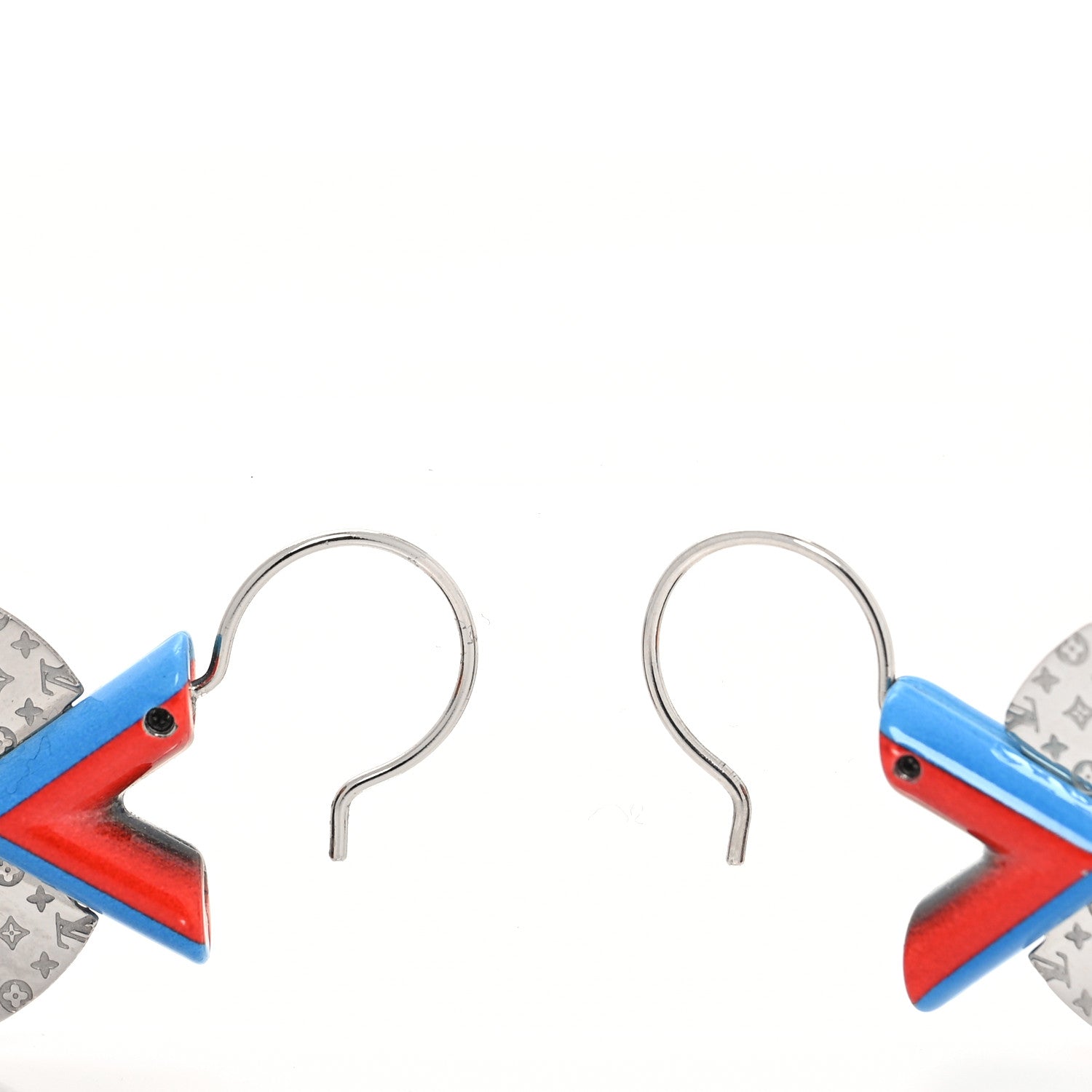 Louis Vuitton Enamel Palladium Essential V Gong BB Earrings 3 of 4