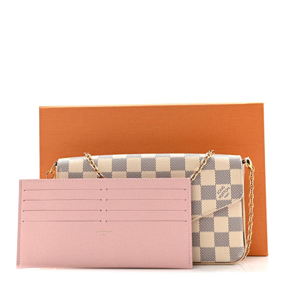 Louis Vuitton Damier Azur Pochette Felicie Chain Wallet Rose Ballerine 13 of 13