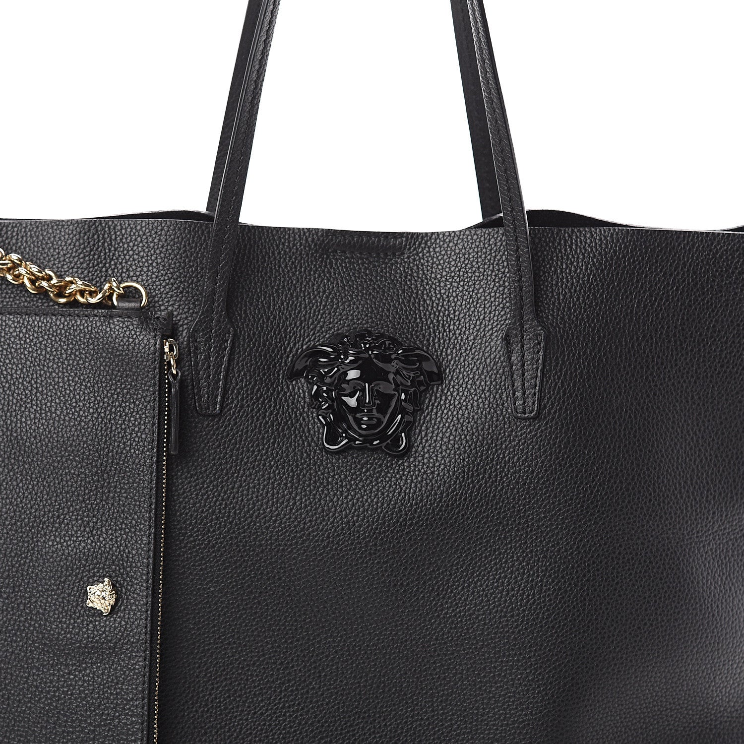 Versace Grained Calfskin Palazzo Medusa Tote Black 6 of 8