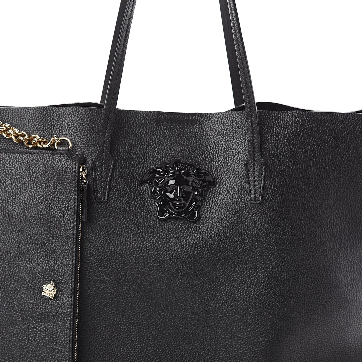 Grained Calfskin Palazzo Medusa Tote Black