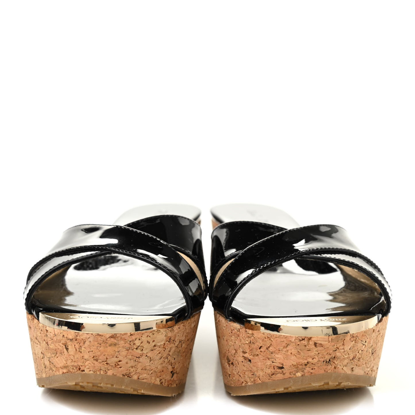 Patent Prima Cork Wedge Sandals 36.5 Black