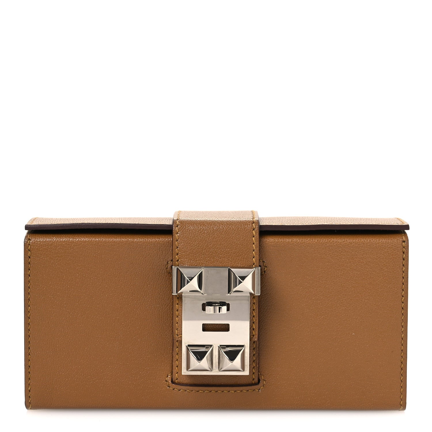 Hermes Chevre Chamkila Neo Medor Clutch Bronze Dore 1 of 13