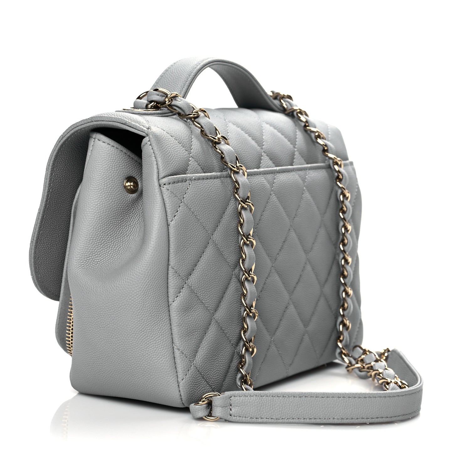Caviar Quilted Medium Business Affinity Flap Grey