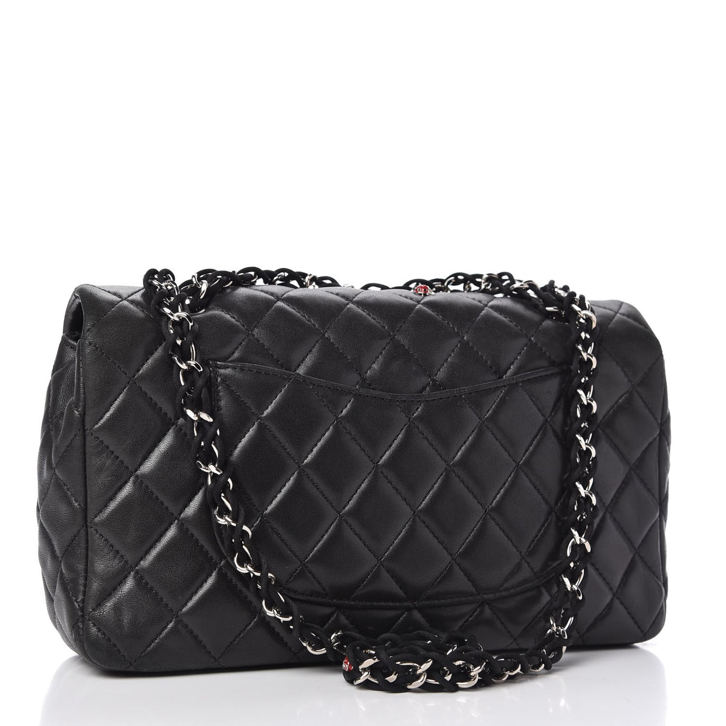 Lambskin Quilted Medium Ladybug Flap Black