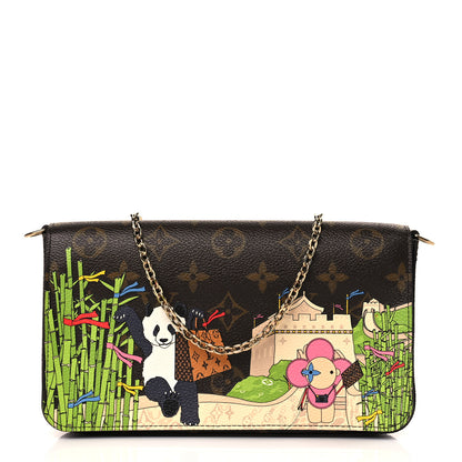 Louis Vuitton Monogram 2021 Christmas Animation China Wall Pochette Felicie Chain Wallet Myosotis Blue 1 of 11