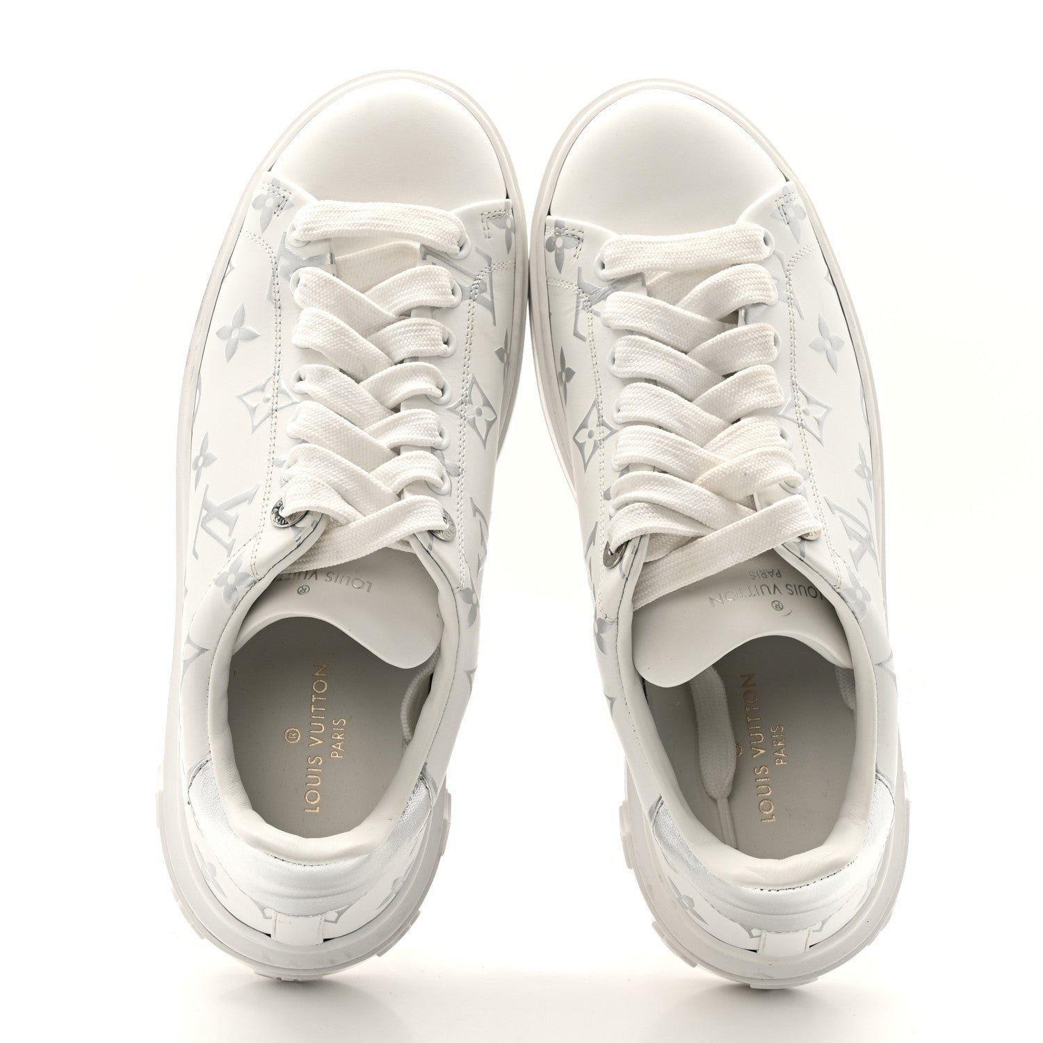 Louis Vuitton Calfskin Monogram Debossed Time Out Sneakers 38
