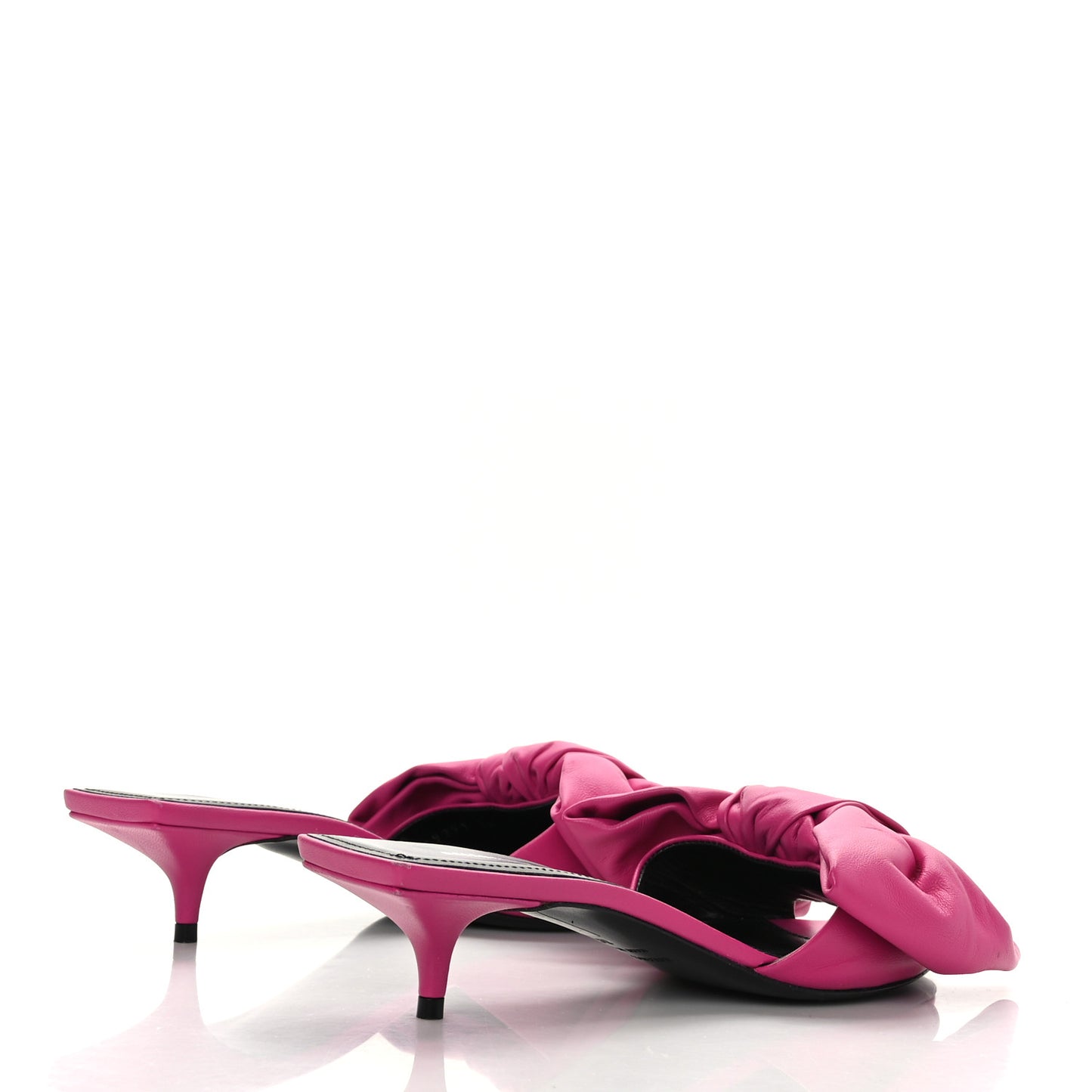 Soft Nappa Square Knife Bow Mule Sandals 36 Magenta Pink