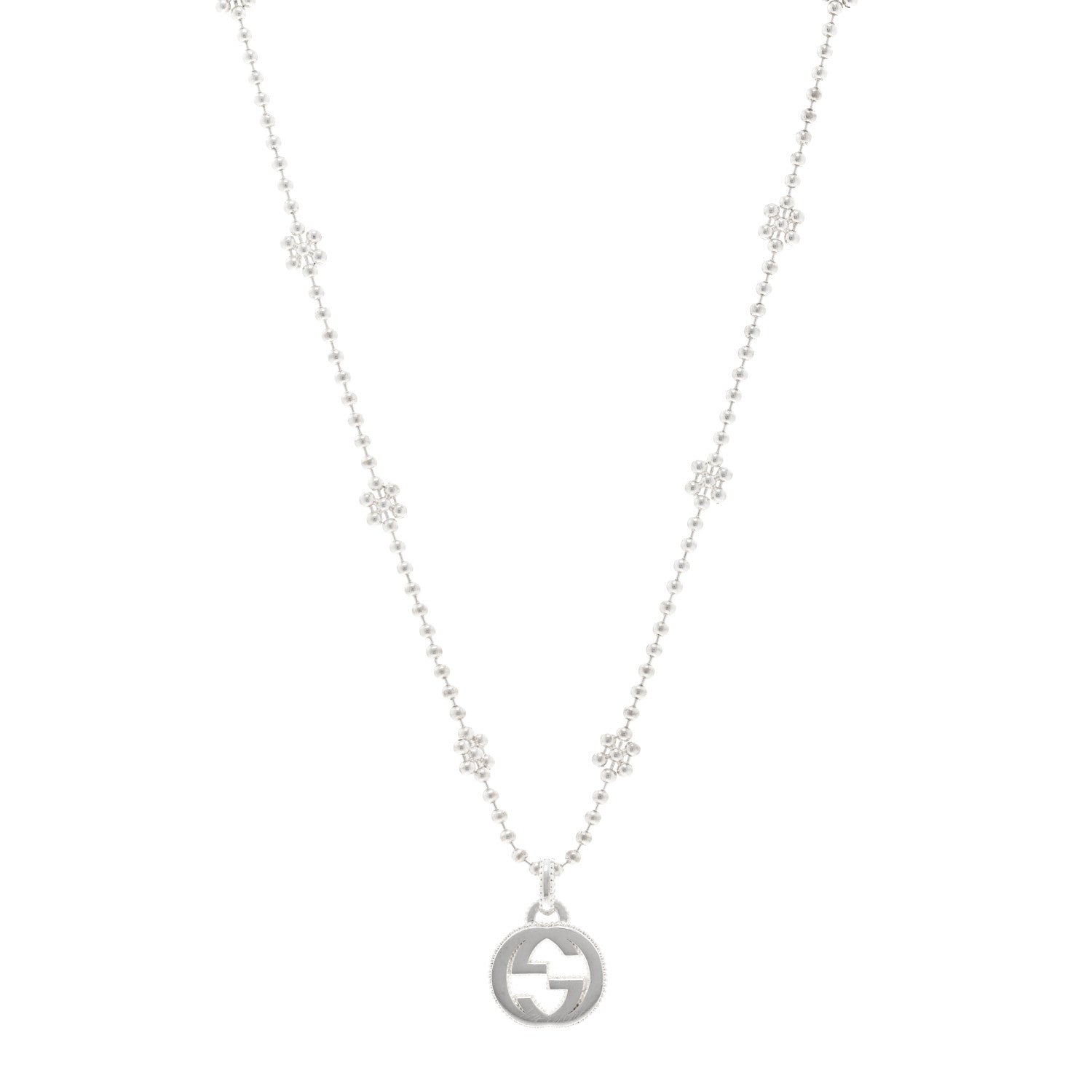 Gucci Sterling Silver Interlocking G Beaded Cluster Pendant Necklace 1 of 5