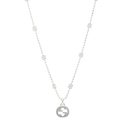 Gucci Sterling Silver Interlocking G Beaded Cluster Pendant Necklace 1 of 5