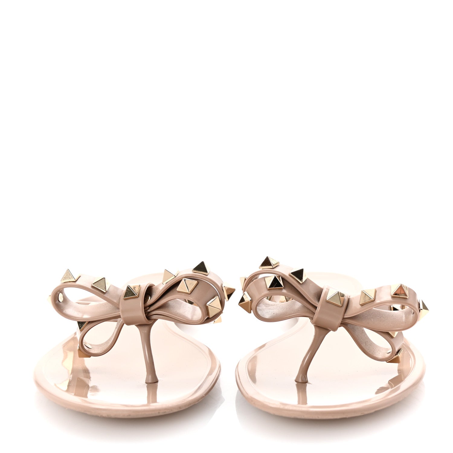 Valentino Garavani PVC Jelly Rockstud Bow Thong Sandals 39 Poudre 3 of 8