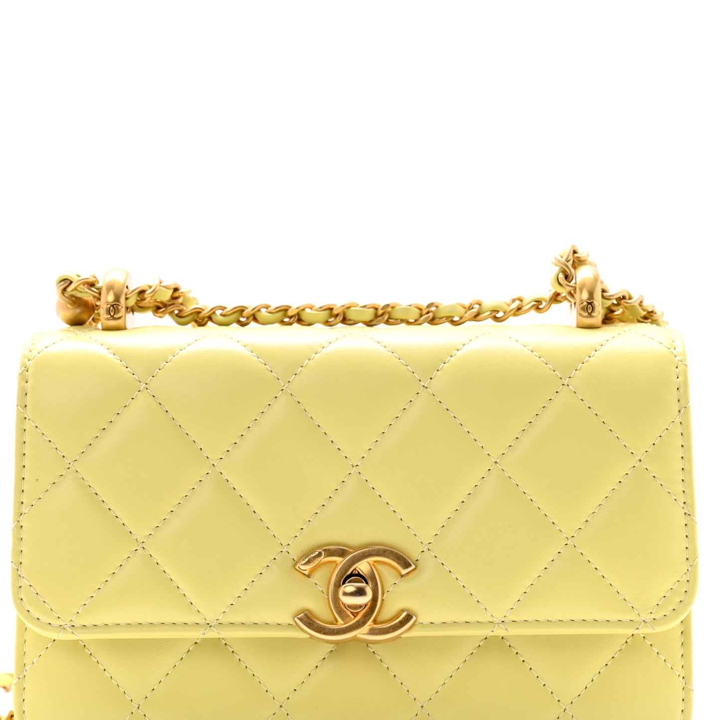Calfskin Quilted Mini Perfect Fit Flap Light Green