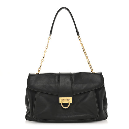 Salvatore Ferragamo Calfskin Gancio Lock Shoulder Bag Black 1 of 13