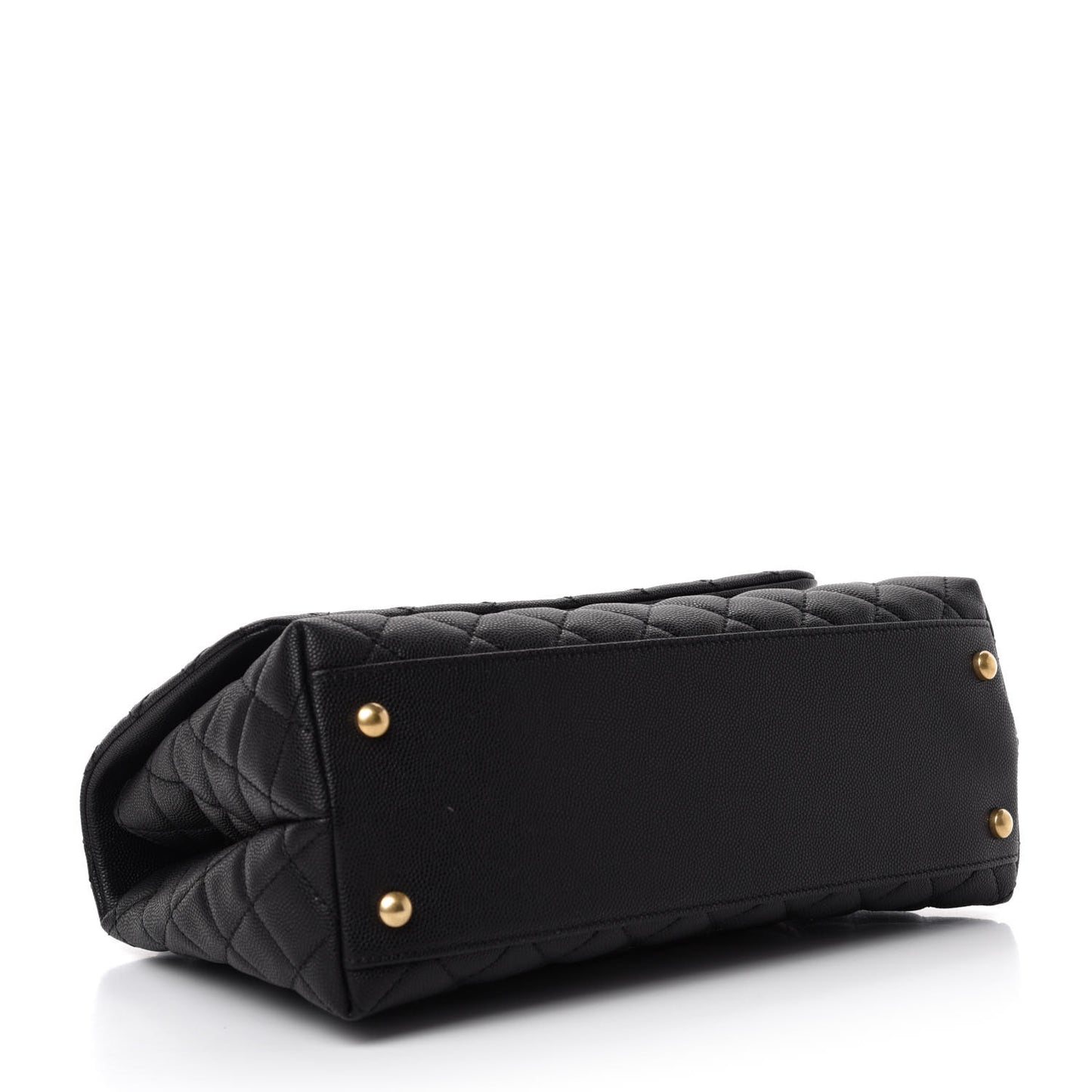 Caviar Lizard Embossed Quilted Small Coco Handle Flap Black