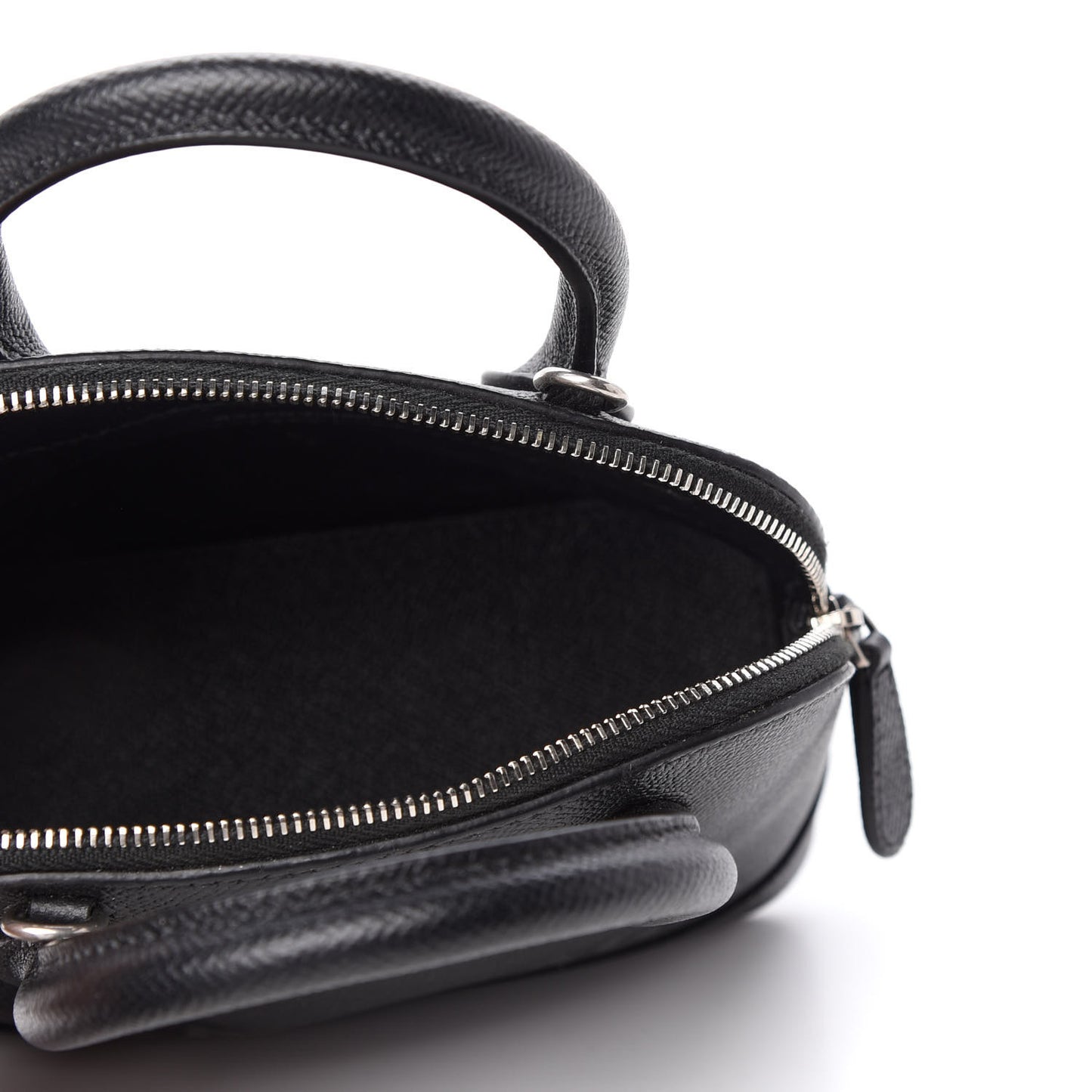Signature Grained Calfskin XXS Ville Top Handle Bag Black