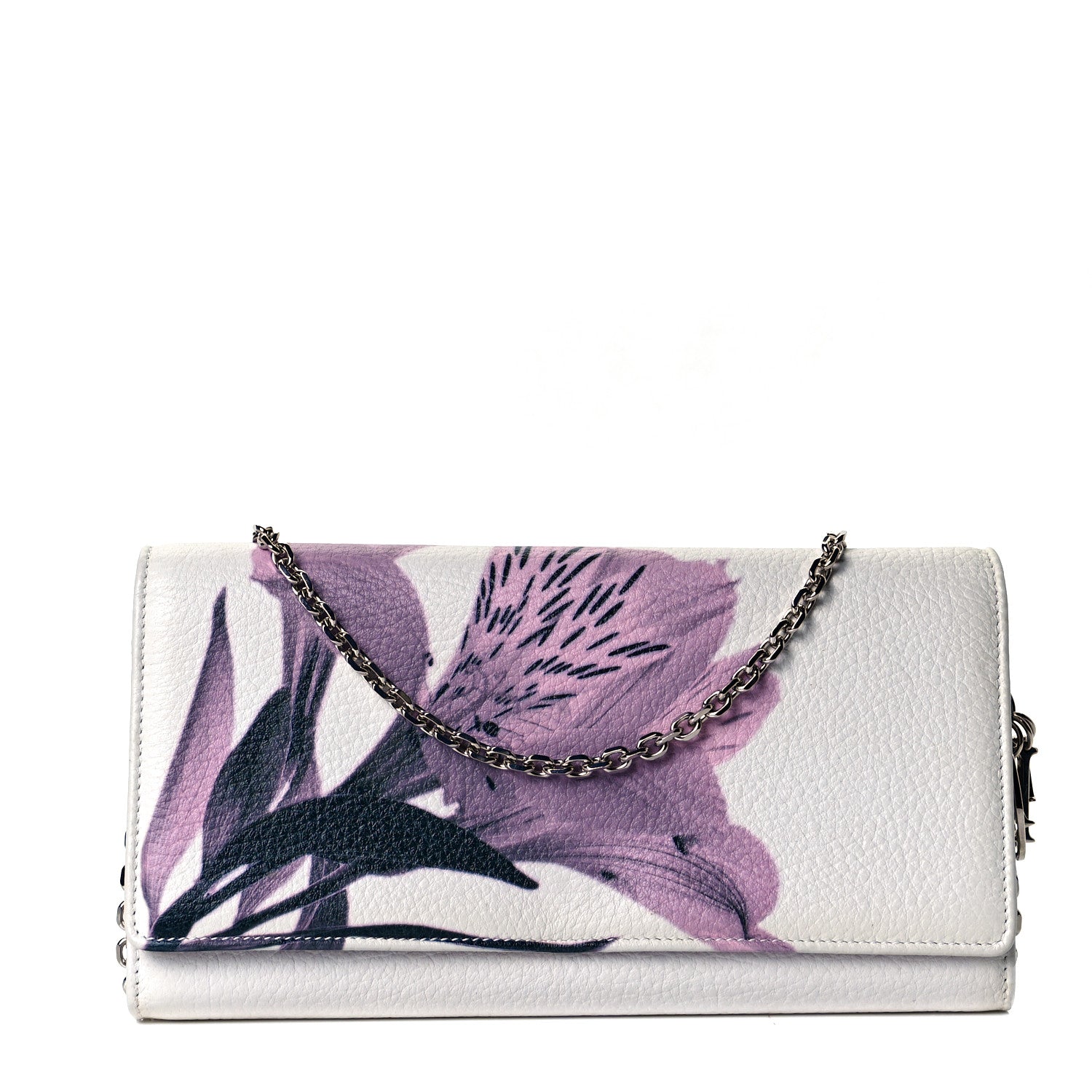Christian Dior Calfskin Cosmos Flower Rendez-vous Chain Wallet White 1 of 7