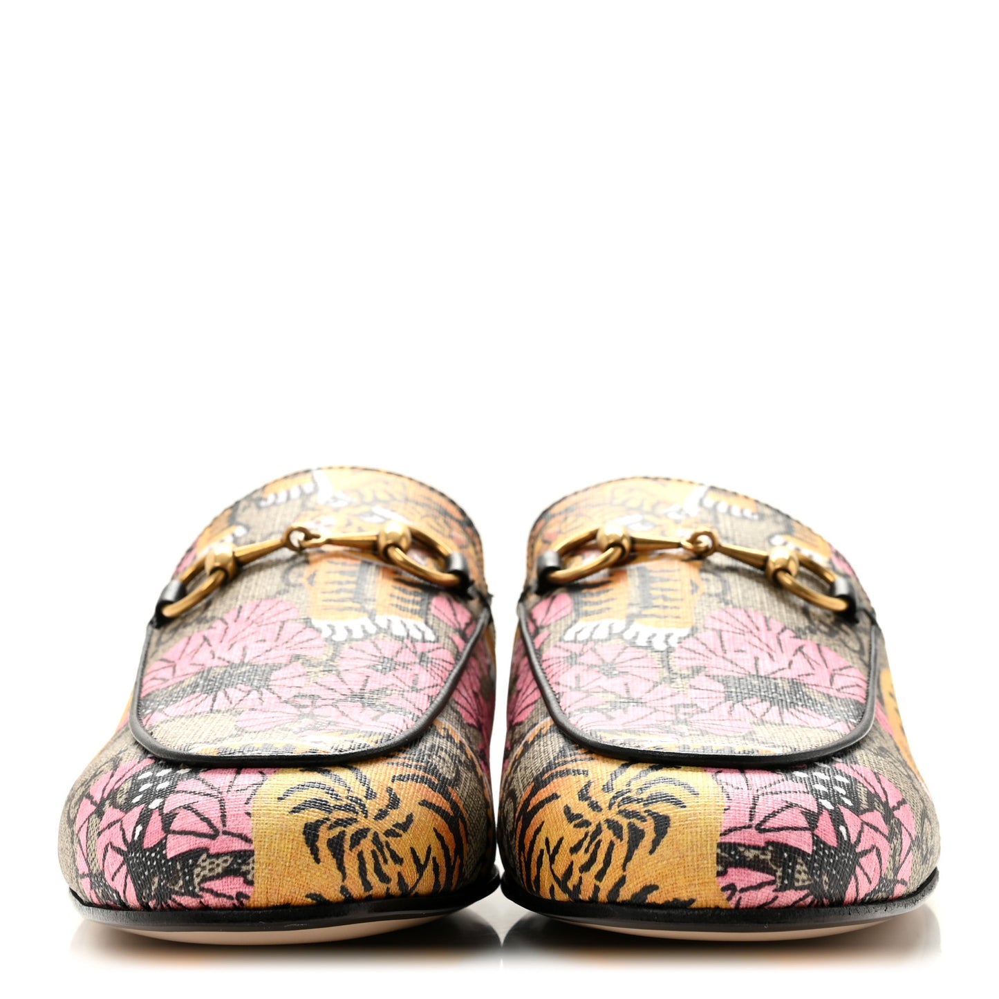 GG Supreme Monogram Bengal Womens Princetown Slippers 37.5 Beige Crop Pink