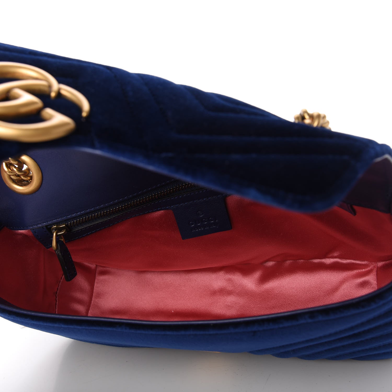 Gucci Velvet Matelasse Small GG Marmont Shoulder Bag Cobalt Blue 5 of 10