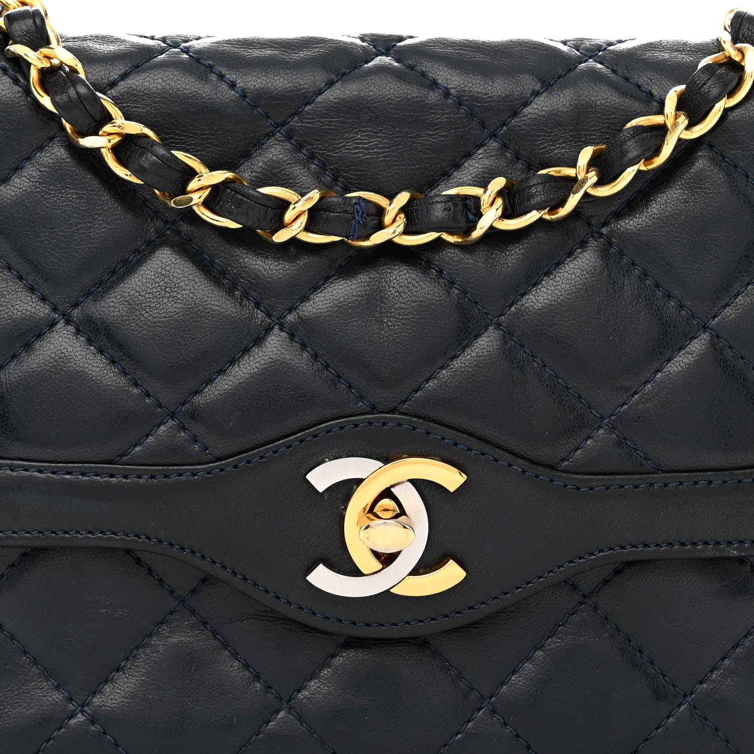 Chanel Lambskin Quilted Mini Square Flap Bag Navy 8 of 13