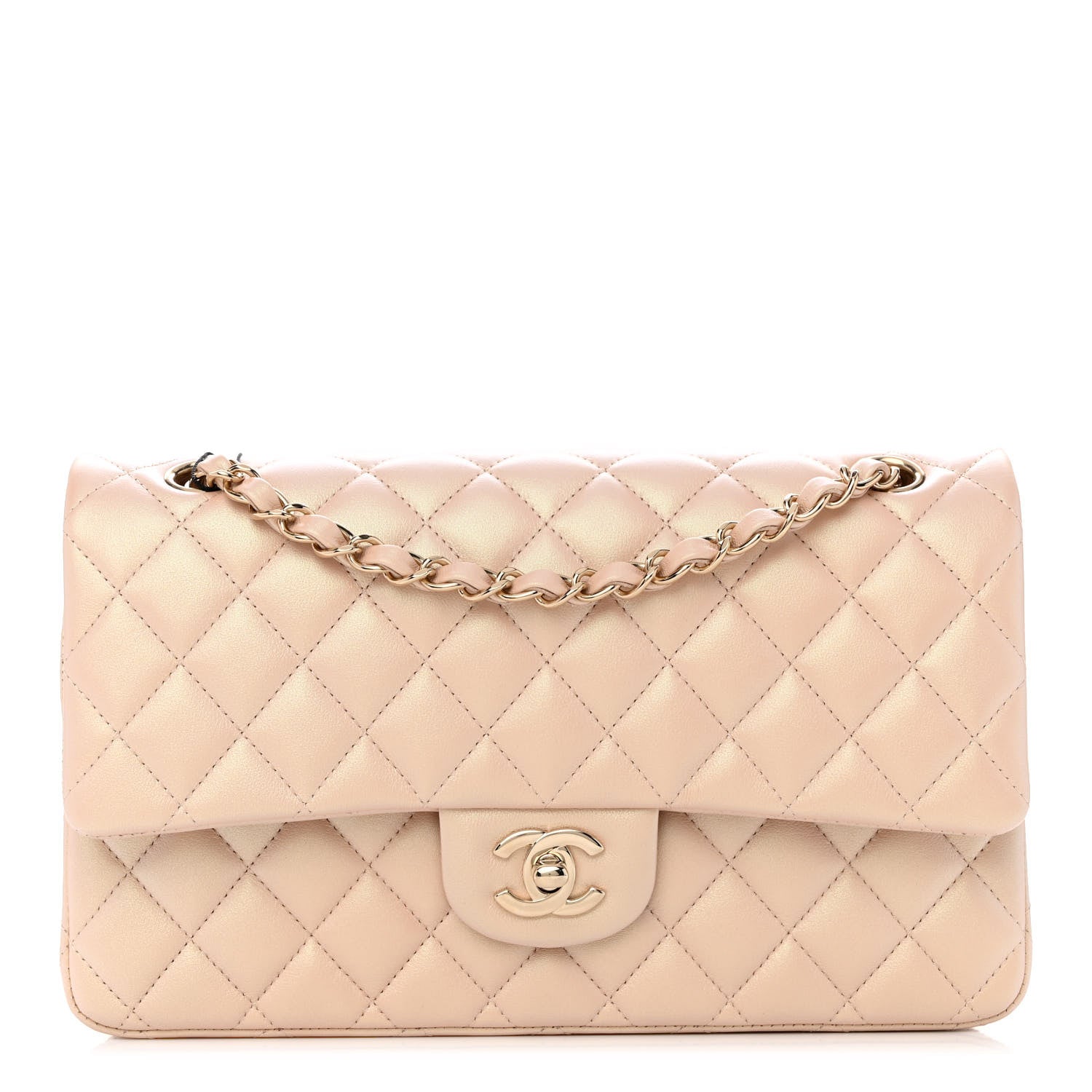 Chanel Iridescent Calfskin Quilted Medium Double Flap Beige 1 of 12