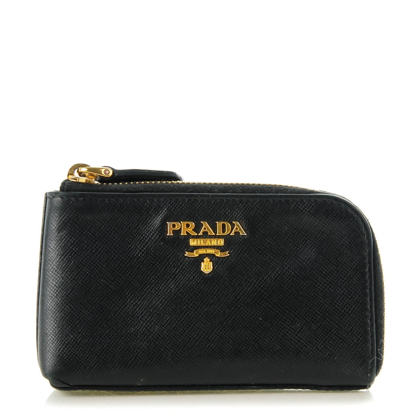 Saffiano Zip Key Pouch Nero Black