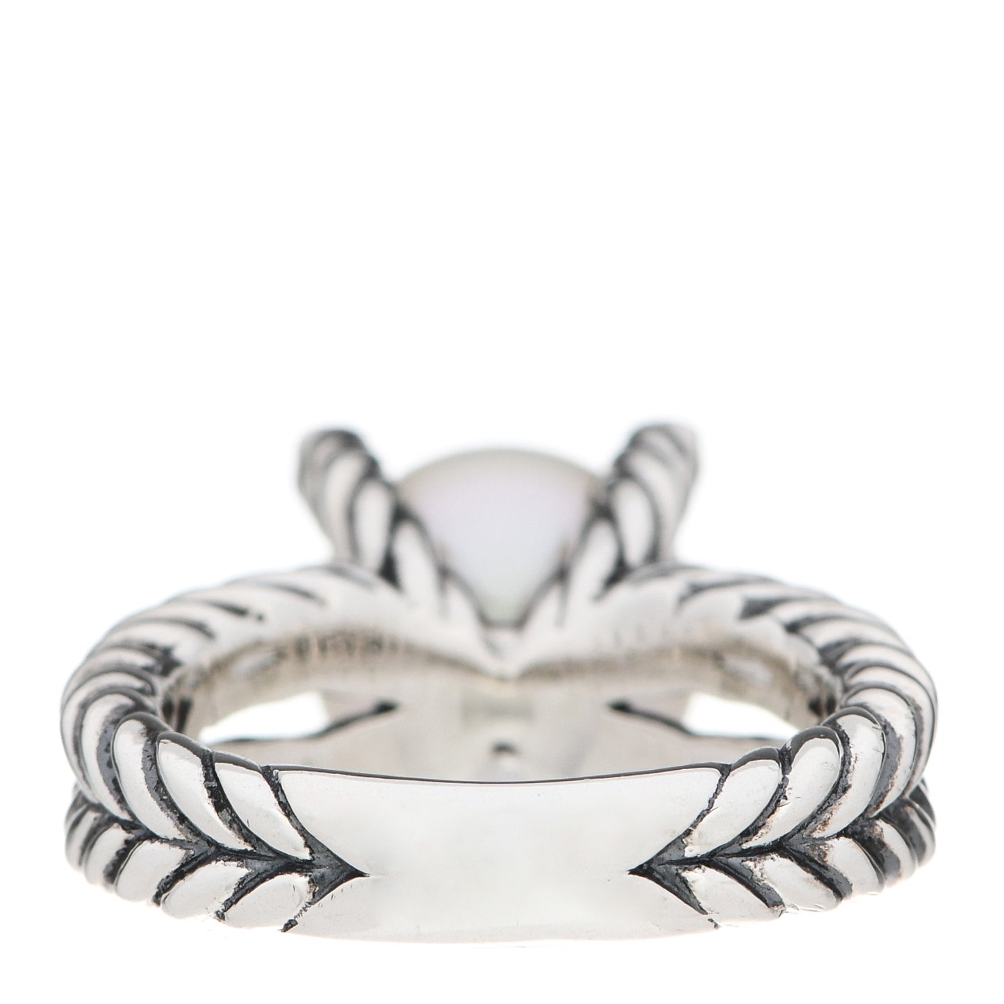 Sterling Silver Diamond Pearl 10mm Cable Ring 51 5.75