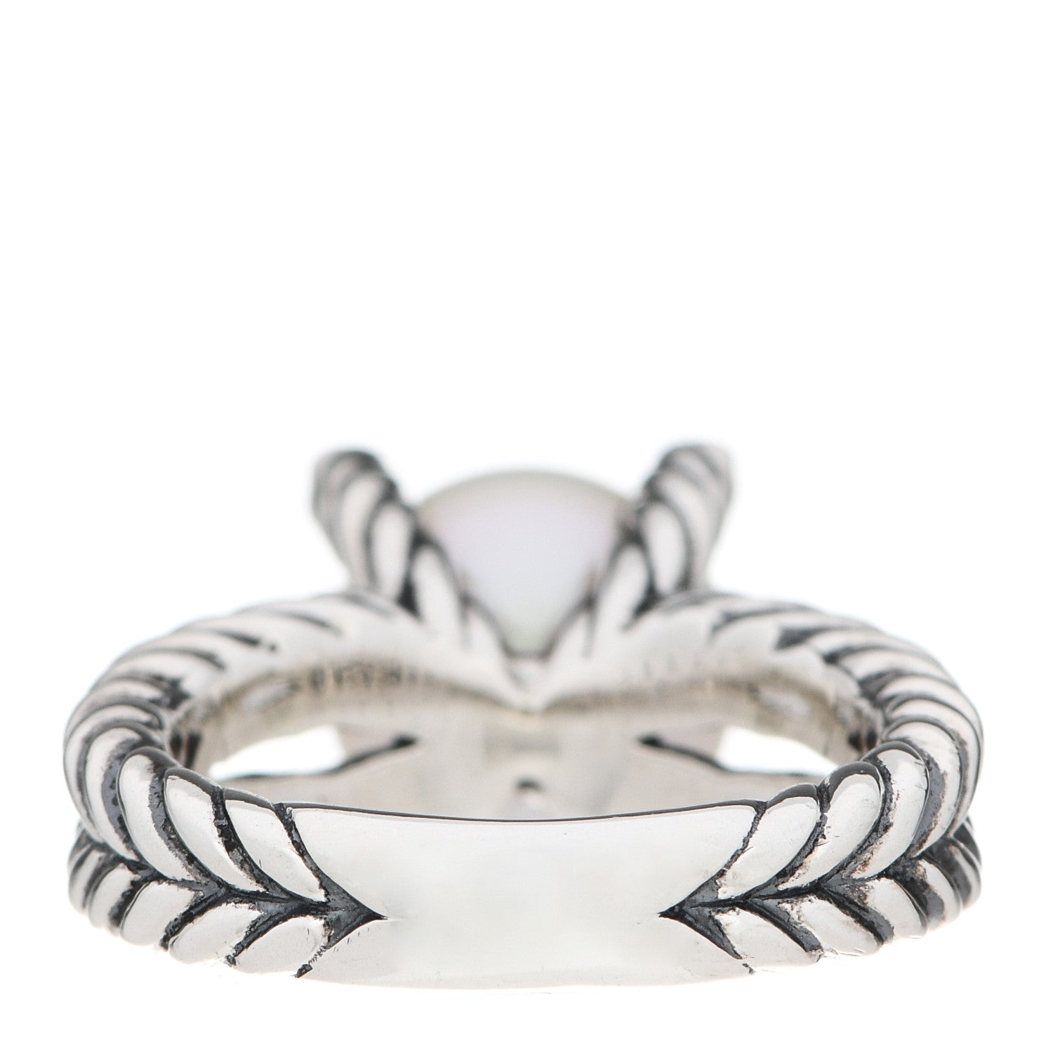 David Yurman Sterling Silver Diamond Pearl 10mm Cable Ring 51 5.75 4 of 5