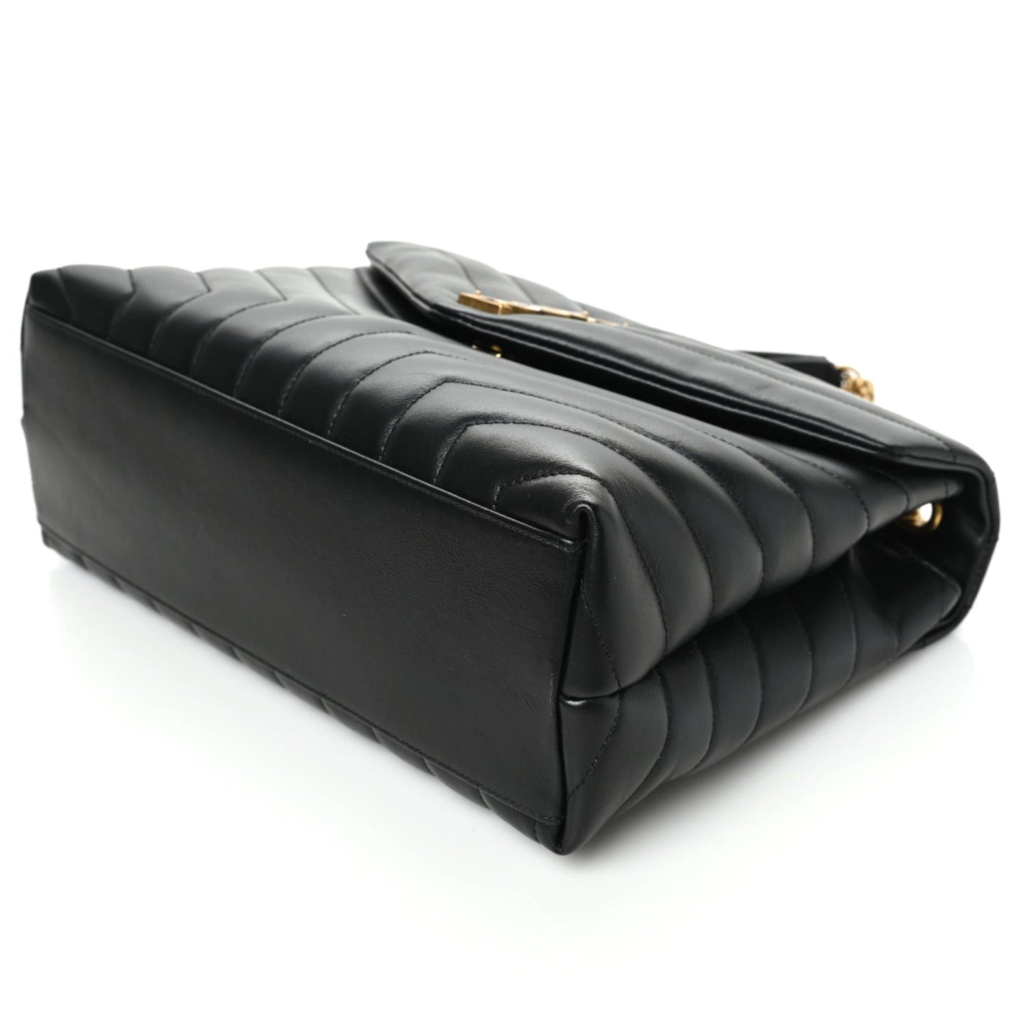 Calfskin Y Quilted Monogram Medium Loulou Chain Satchel Black