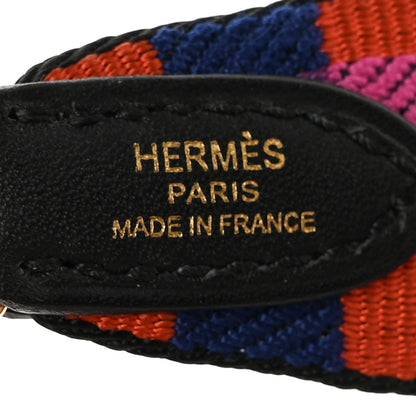 Hermes Toile Swift 25mm Maxi Quadrille Shoulder Strap Saphir Anemone Capucine Black 3 of 4