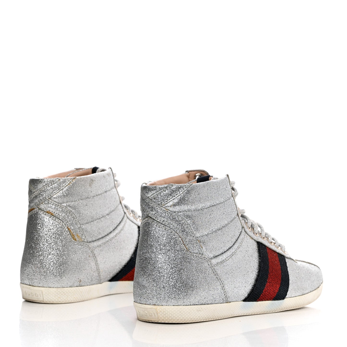Glitter Web New Bright High Top Sneakers 36.5 Silver