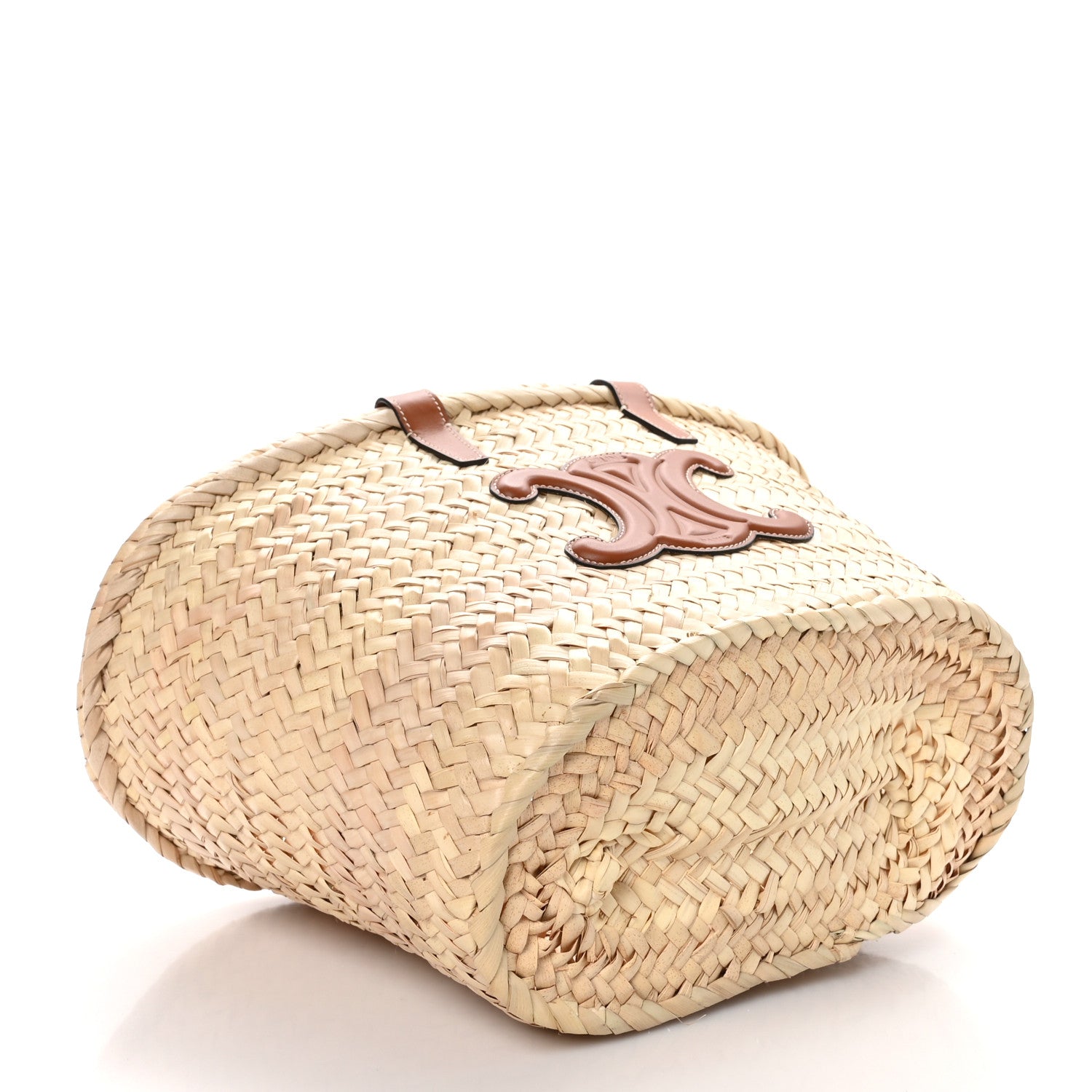Celine Palm Leaf Calfskin Triomphe Teen Panier Tan 4 of 9