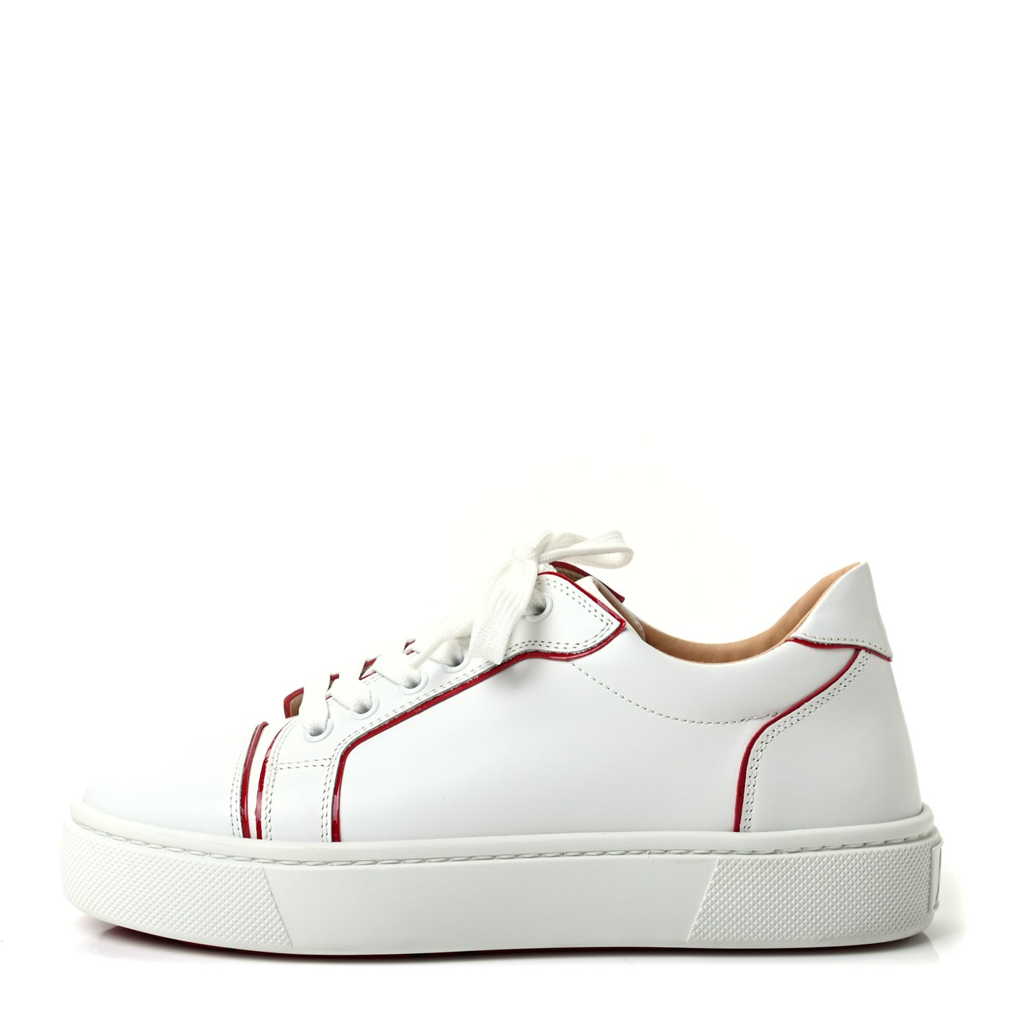 Calfskin Patent Vieirissima Flat Sneakers 36.5 White Loubi