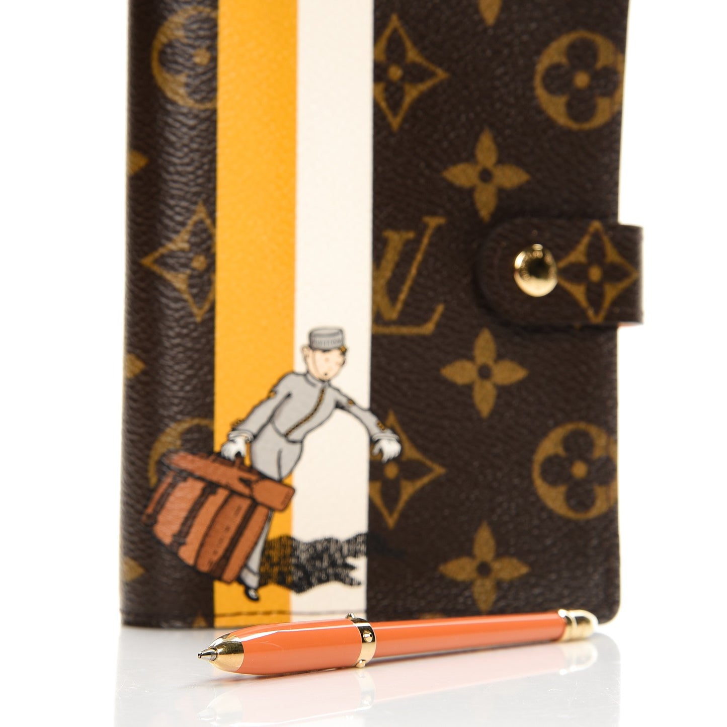 Monogram Groom Small Ring Agenda Cover with Pen Yellow