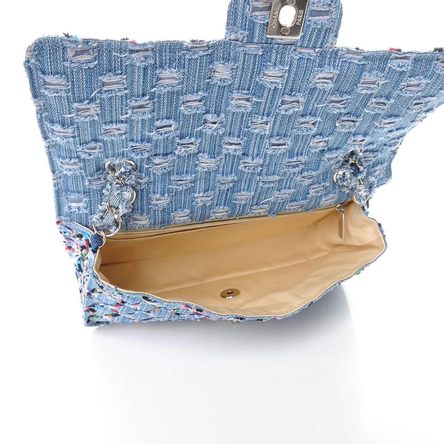Woven Denim Medium Flap Multicolor