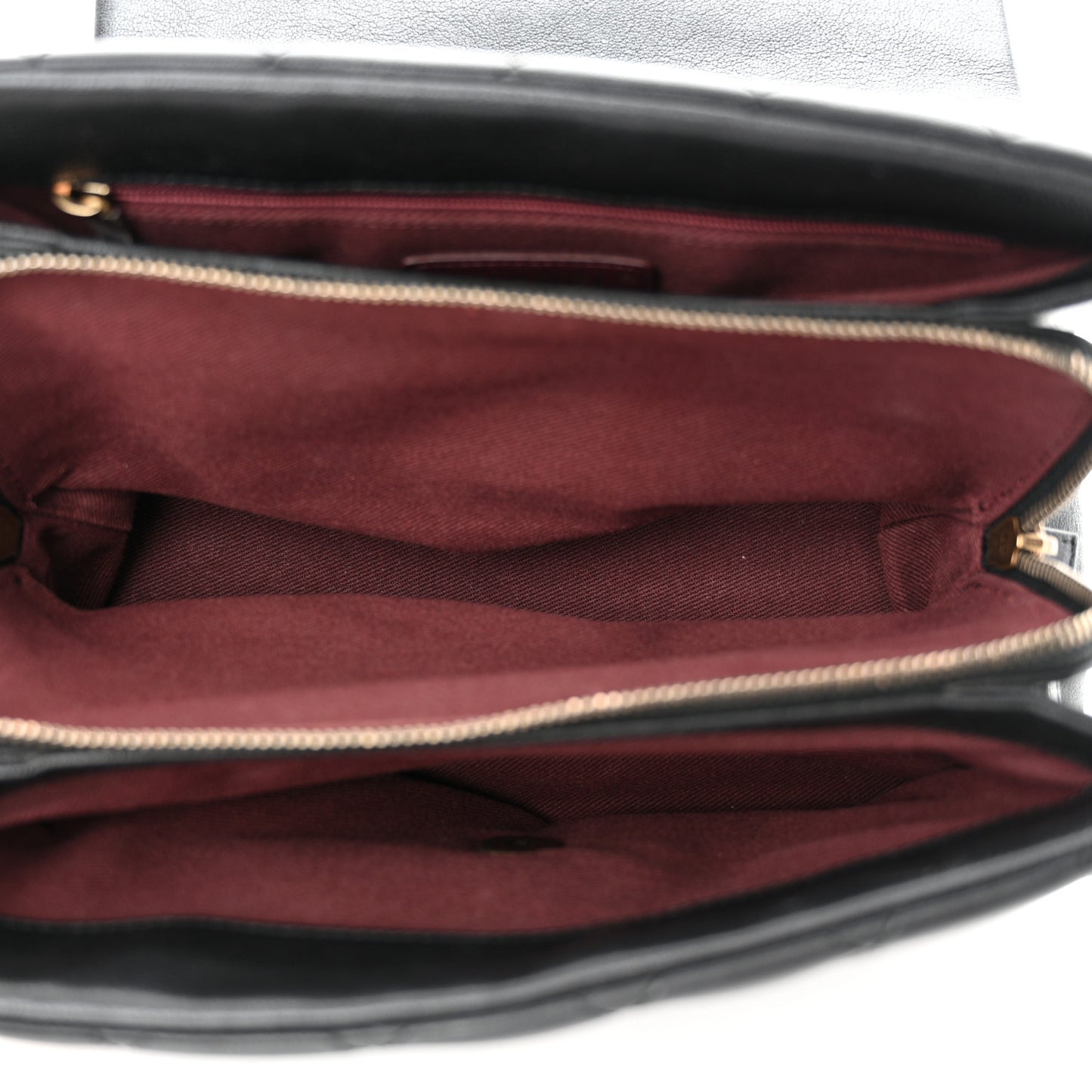 Shiny Sheepskin Quilted Small Trapezio Flap Black