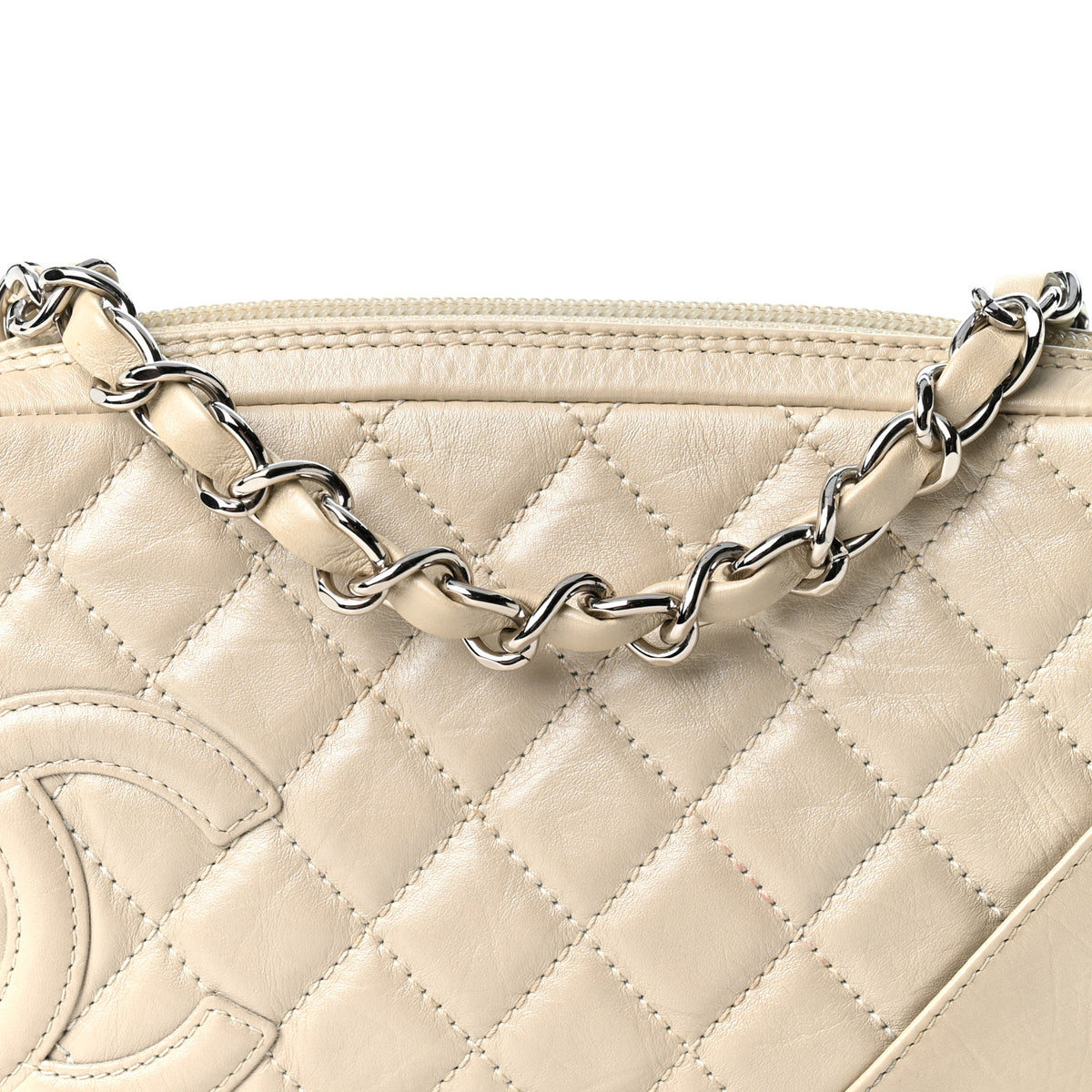 Chanel Metallic Aged Calfskin Quilted Cotton Club Pochette Argent Clair 8 of 11