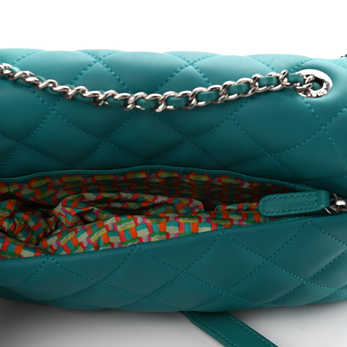 Lambskin Quilted Small Coco Rain Flap Turquoise