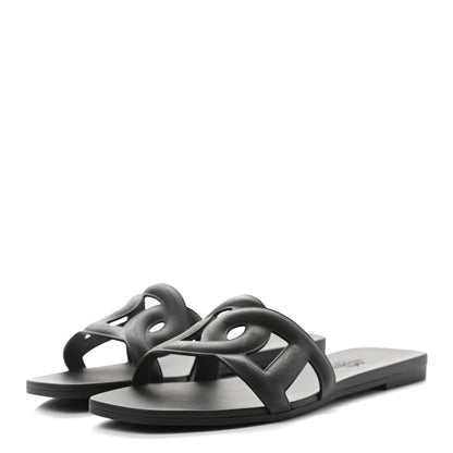 Hermes Rubber Aloha Sandals 35 Black 3 of 9