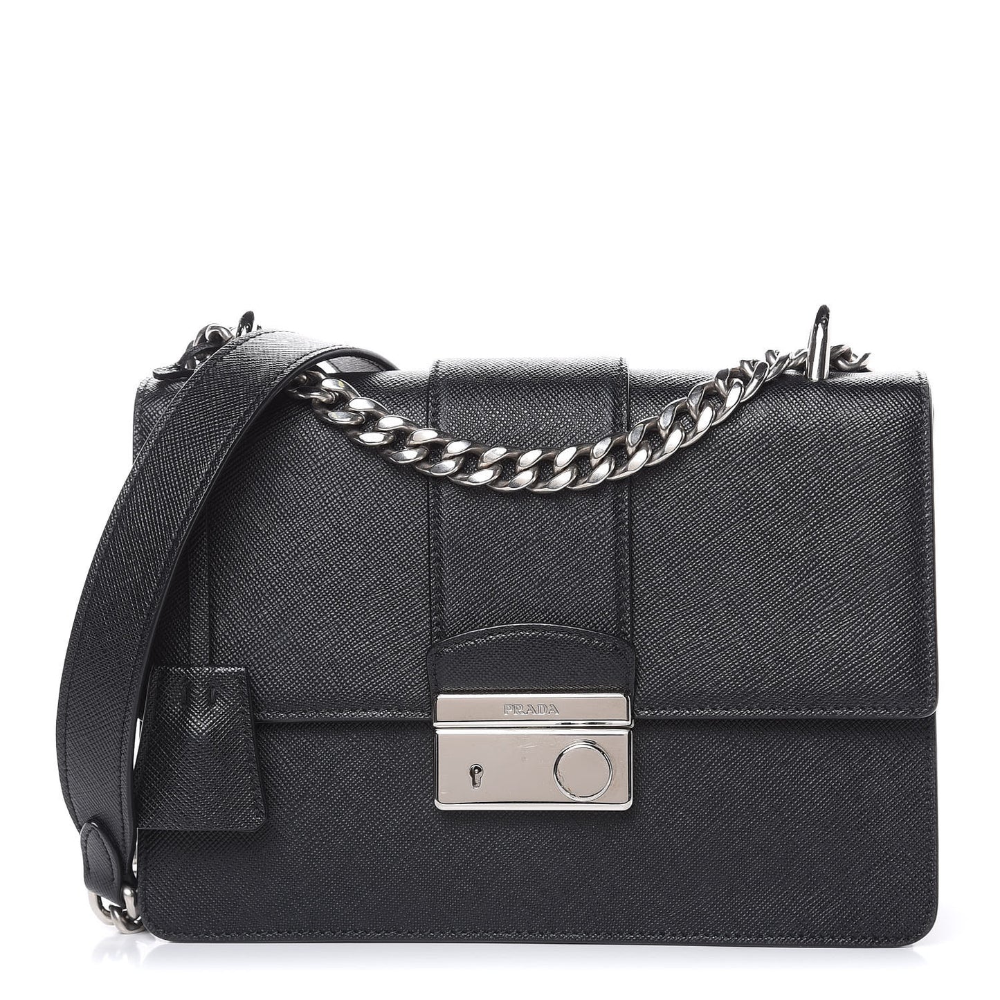 Saffiano Pattina Crossbody Bag Black