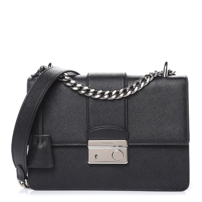 Prada Saffiano Pattina Crossbody Bag Black 1 of 9