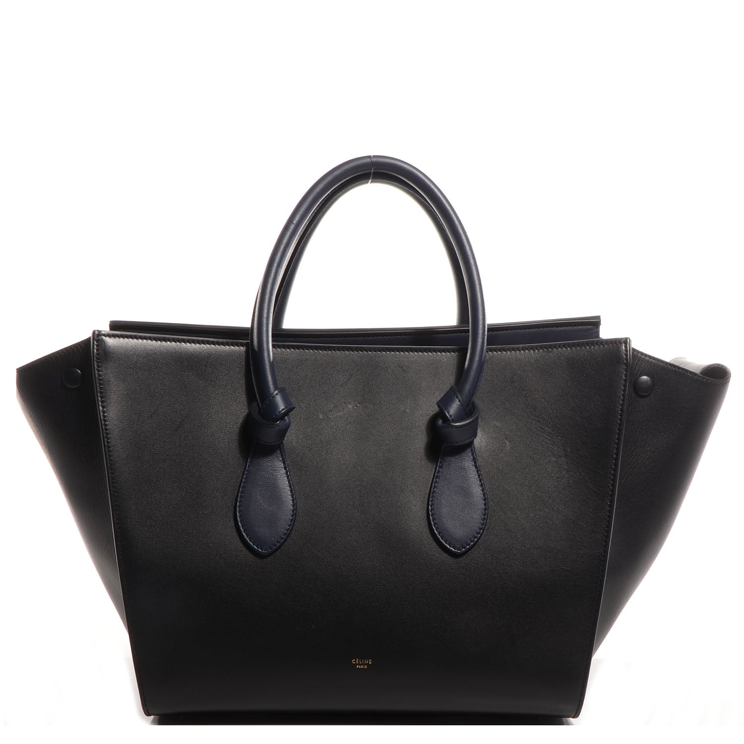 Celine Smooth Calfskin Large Bi-Color Tie Knot Tote Black Navy 1 of 9