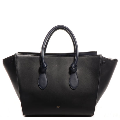 Celine Smooth Calfskin Large Bi-Color Tie Knot Tote Black Navy 1 of 9