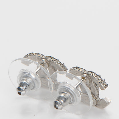 Chanel Crystal Timeless CC Earrings Silver 5 of 6