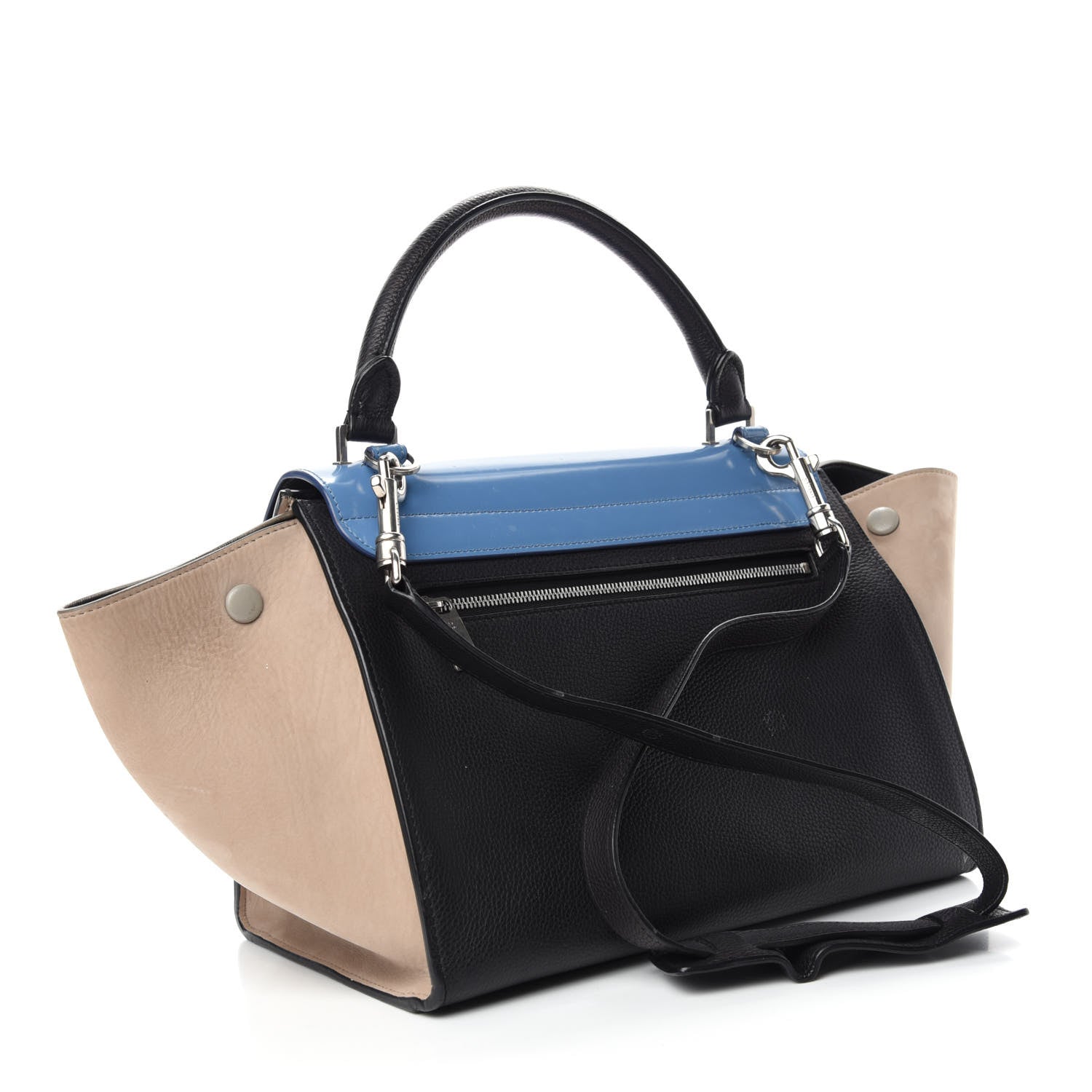 Celine Smooth Calfskin Nubuck Small Tri-Color Trapeze Medium Blue 3 of 20