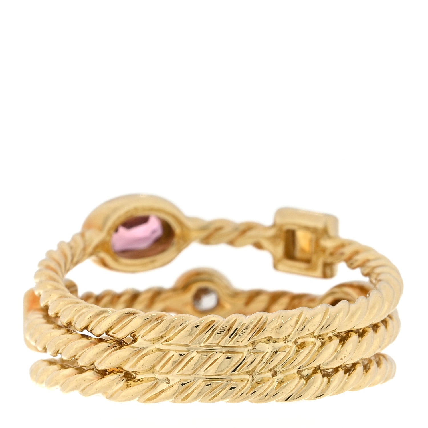 David Yurman 18K Yellow Gold Diamond Tourmaline Three Row Confetti Ring 54 6.75 3 of 4