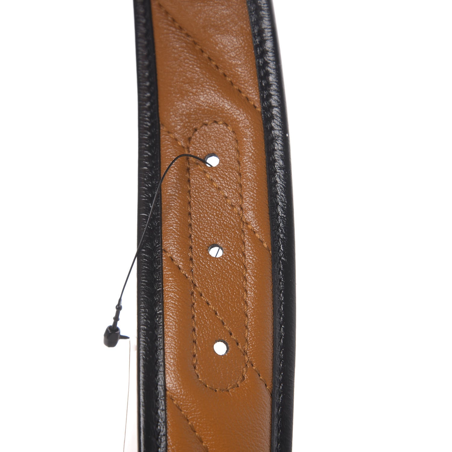 Gucci Azalea Calfskin Matelasse Diagonal Torchon Double G 40mm Belt 85 34 Cognac Black 4 of 4