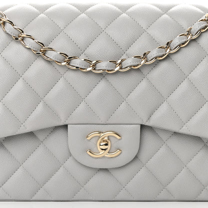 Chanel Caviar Quilted Jumbo Double Flap Grey 8 of 13